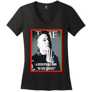 Elon Musk The Time A Revolution Is Born Go Fuck Yourself Women's V-Neck T-Shirt