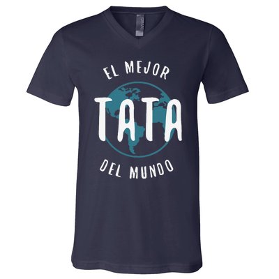 El Mejor Tata Del Mundo Fathers Day Love Proud Papa V-Neck T-Shirt