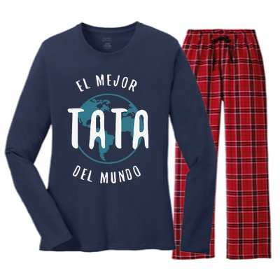 El Mejor Tata Del Mundo Fathers Day Love Proud Papa Women's Long Sleeve Flannel Pajama Set 