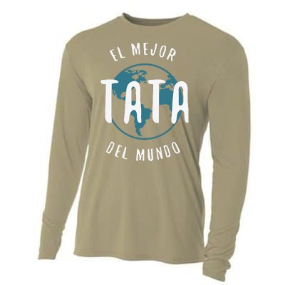 El Mejor Tata Del Mundo Fathers Day Love Proud Papa Cooling Performance Long Sleeve Crew