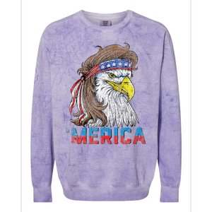 Eagle Mullet Tee 4th Of July USA American Flag Eagle Merica Colorblast Crewneck Sweatshirt