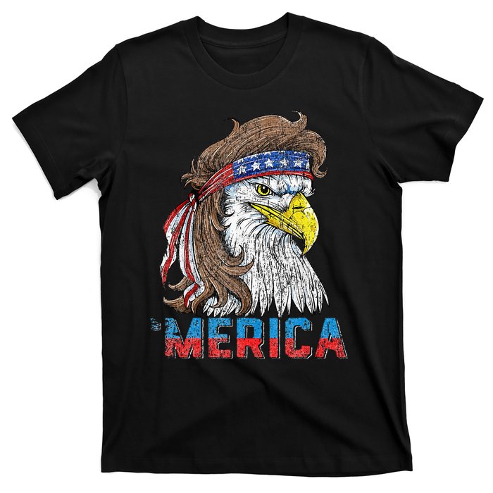 Eagle Mullet Tee 4th Of July USA American Flag Eagle Merica T-Shirt