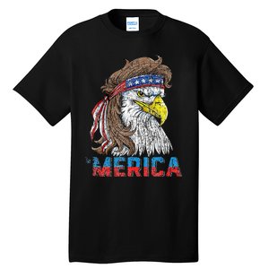 Eagle Mullet Tee 4th Of July USA American Flag Eagle Merica Tall T-Shirt