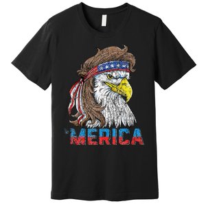 Eagle Mullet Tee 4th Of July USA American Flag Eagle Merica Premium T-Shirt