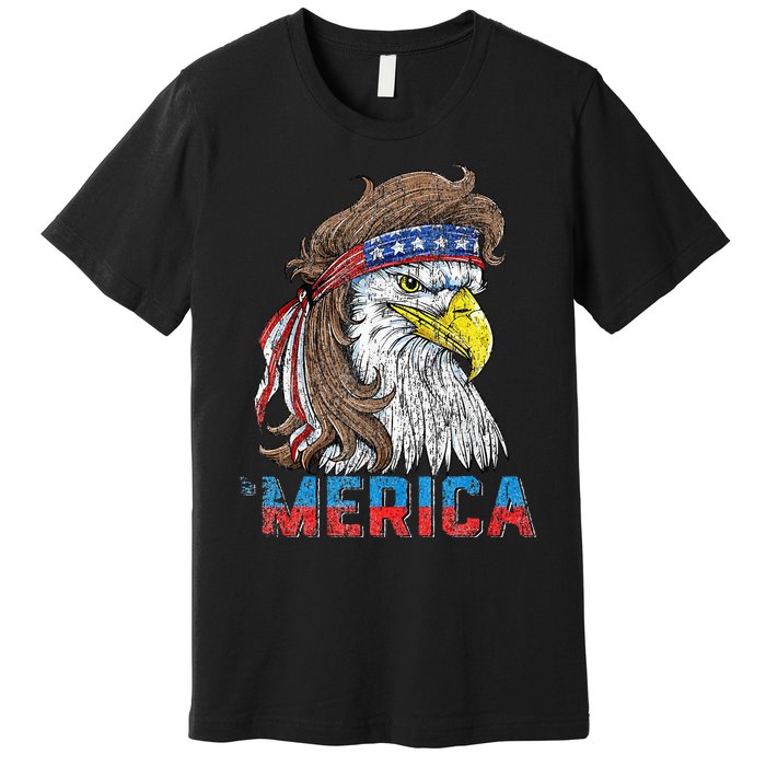 Eagle Mullet Tee 4th Of July USA American Flag Eagle Merica Premium T-Shirt