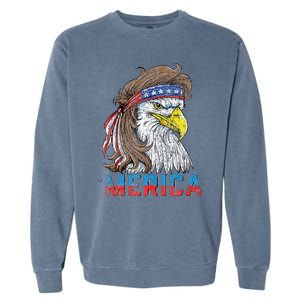 Eagle Mullet Tee 4th Of July USA American Flag Eagle Merica Garment-Dyed Sweatshirt