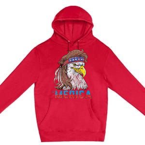 Eagle Mullet Tee 4th Of July USA American Flag Eagle Merica Premium Pullover Hoodie