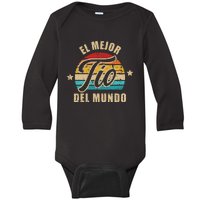 El Mejor Tío Del Mundo Vintage Retro Baby Long Sleeve Bodysuit