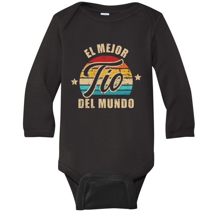 El Mejor Tío Del Mundo Vintage Retro Baby Long Sleeve Bodysuit