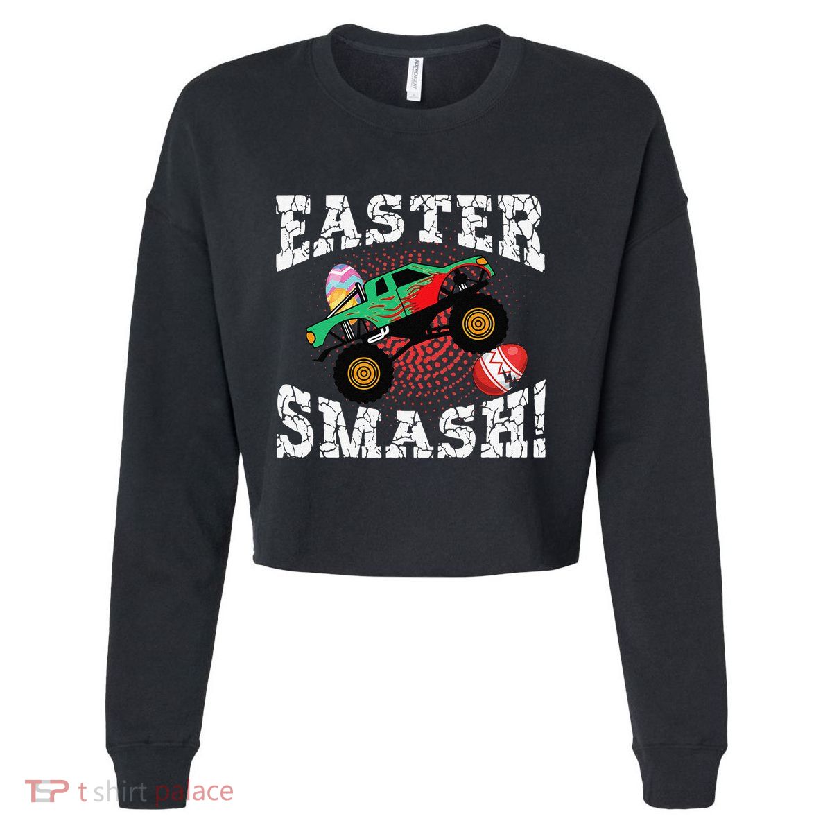 Easter Monster Truck Easter Smash Women Cropped Pullover Crew