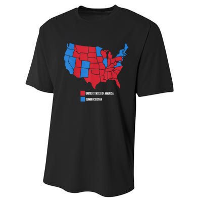 Election Map United States Of America Dumbistan Funny Performance Sprint T-Shirt