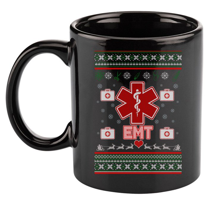 EMT Medic Ugly Christmas Sweater 11oz C Handle Ceramic Mug