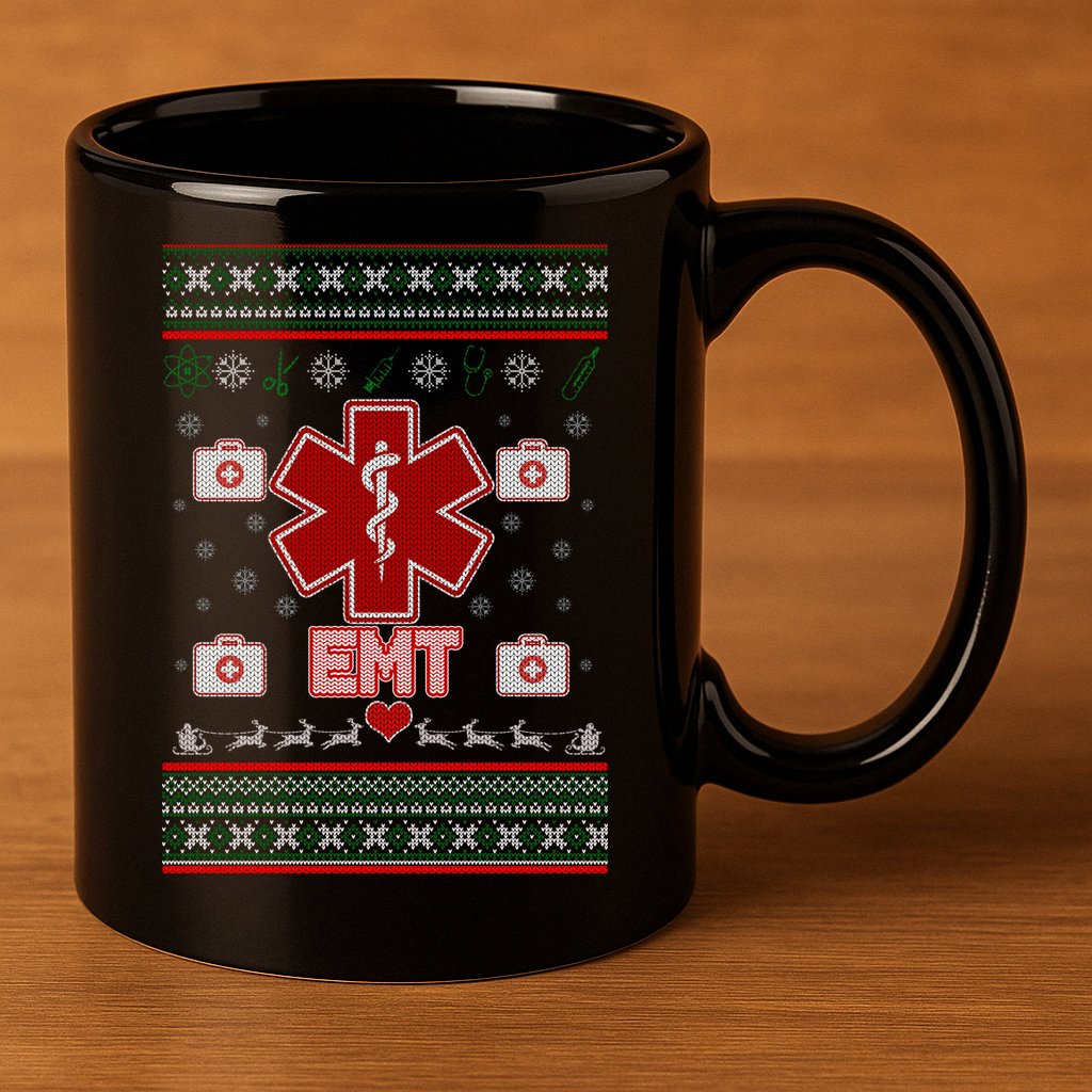 EMT Medic Ugly Christmas Sweater 11oz C Handle Ceramic Mug