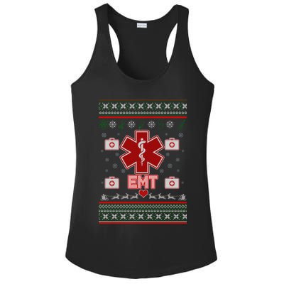 EMT Medic Ugly Christmas Sweater Ladies PosiCharge Competitor Racerback Tank