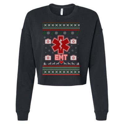 EMT Medic Ugly Christmas Sweater Cropped Pullover Crew