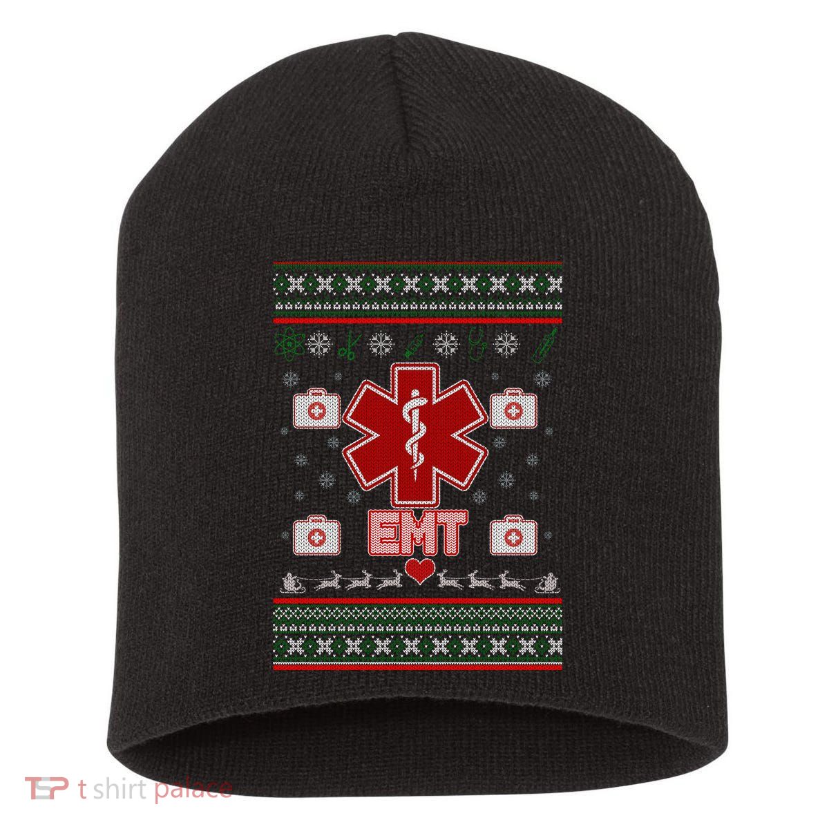 EMT Medic Ugly Christmas Sweater Short Acrylic Beanie