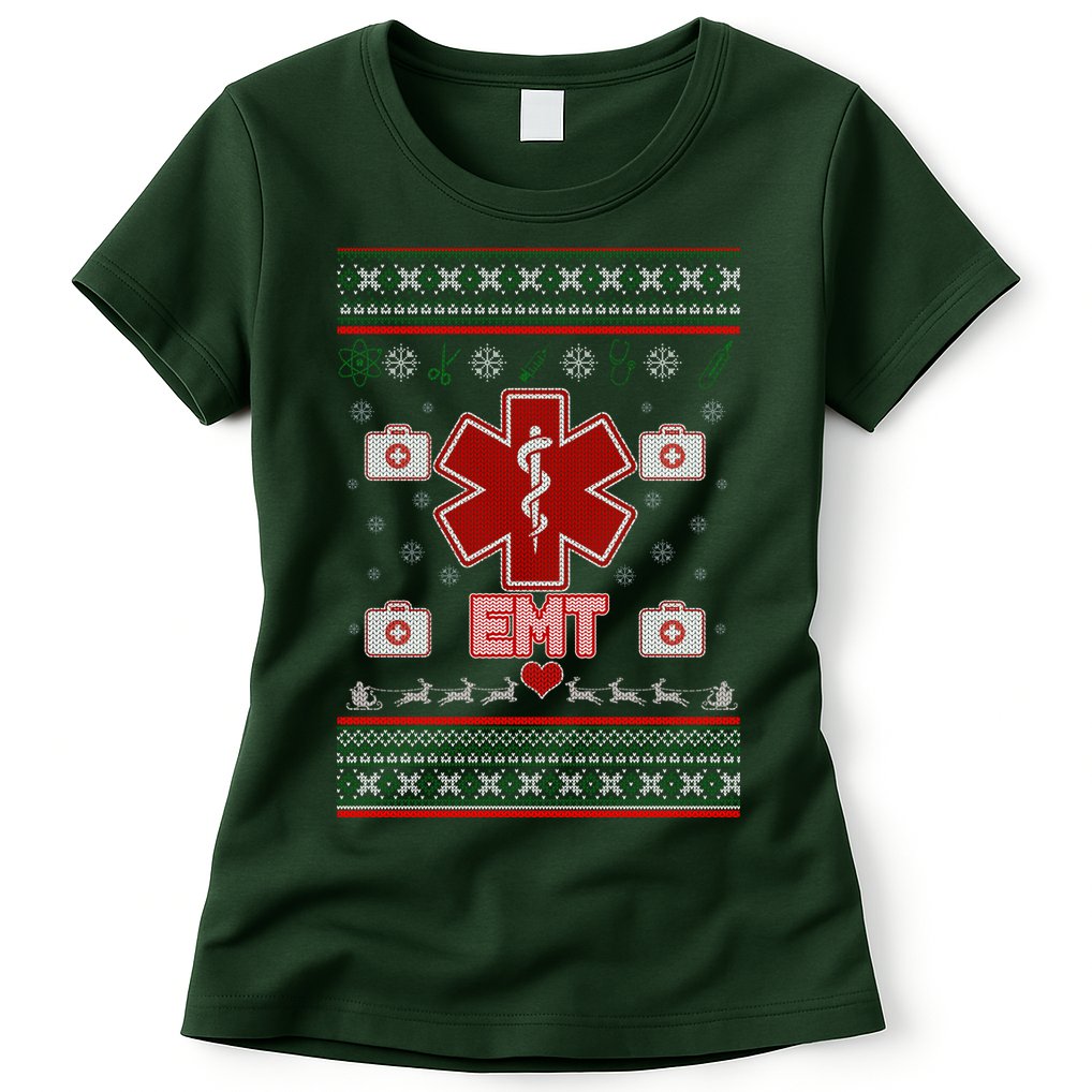 EMT Medic Ugly Christmas Sweater Womens T-Shirt