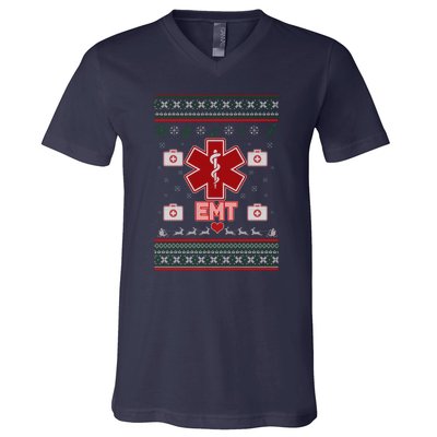 EMT Medic Ugly Christmas Sweater V-Neck T-Shirt