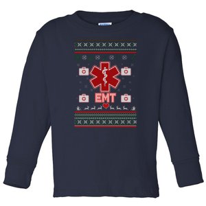 EMT Medic Ugly Christmas Sweater Toddler Long Sleeve Shirt