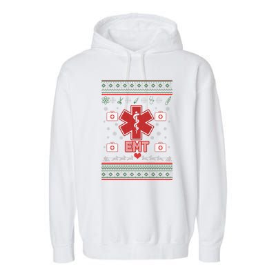 EMT Medic Ugly Christmas Sweater Garment-Dyed Fleece Hoodie