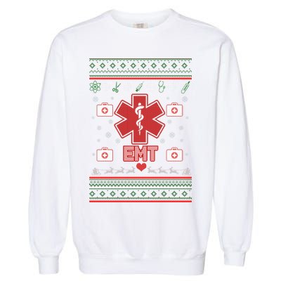 EMT Medic Ugly Christmas Sweater Garment-Dyed Sweatshirt