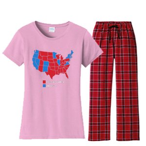 Election Map United States Of America Dumbistan Women's Flannel Pajama Set