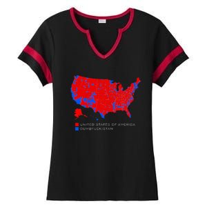 Election Map United States Of America Dumbfuckistan Ladies Halftime Notch Neck Tee