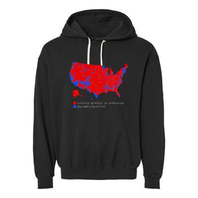 Election Map United States Of America Dumbfuckistan Garment-Dyed Fleece Hoodie