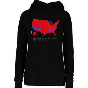 Election Map United States Of America Dumbfuckistan Womens Funnel Neck Pullover Hood