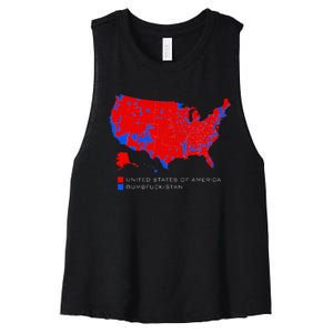 Election Map United States Of America Dumbfuckistan Women's Racerback Cropped Tank