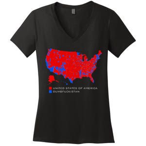 Election Map United States Of America Dumbfuckistan Women's V-Neck T-Shirt