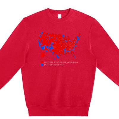 Election Map United States Of America Dumbfuckistan Premium Crewneck Sweatshirt