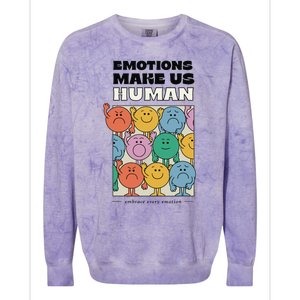 Emotions Make Us Human Retro Mental Health Positive Quote Colorblast Crewneck Sweatshirt