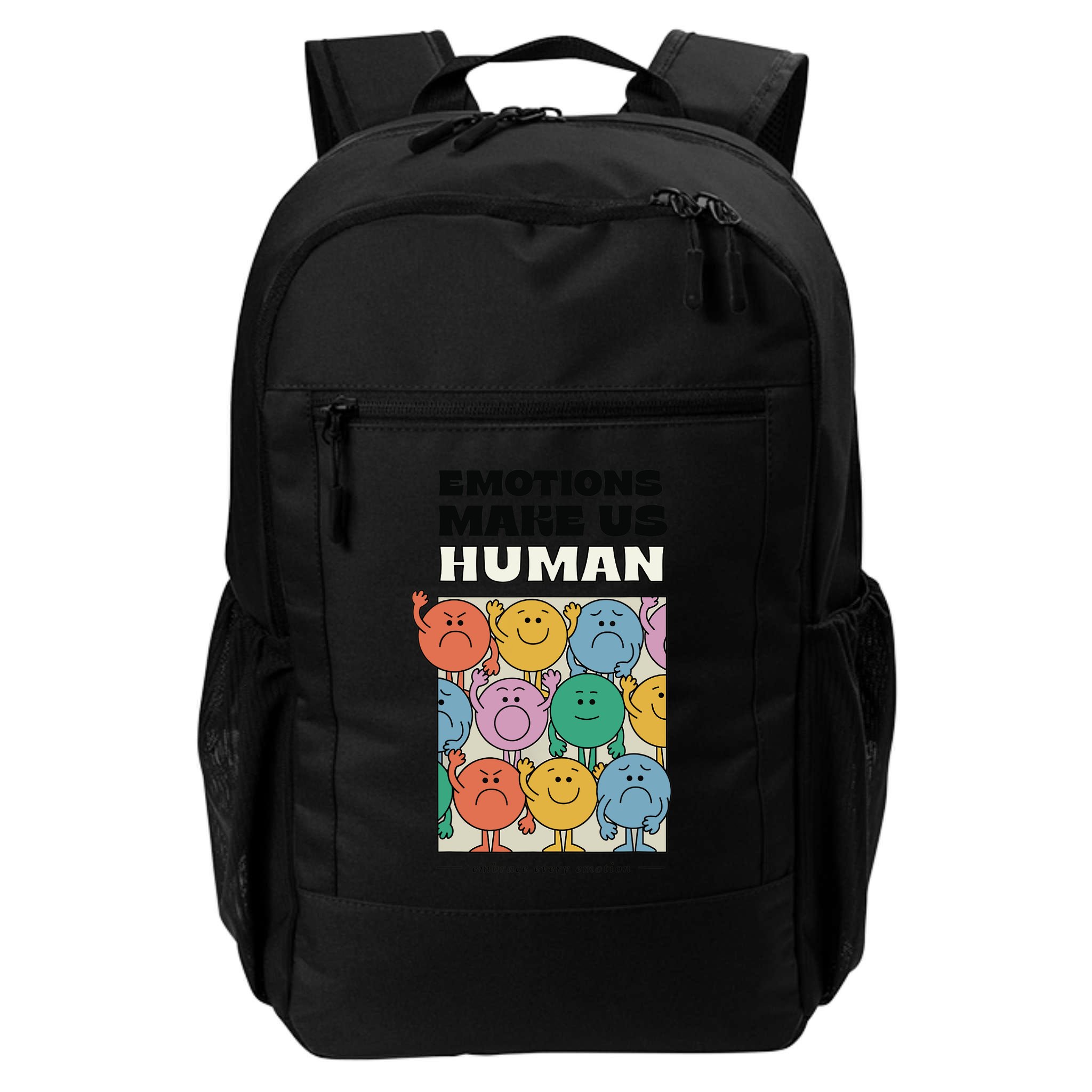 Emotions Make Us Human Retro Mental Health Positive Quote Backpack