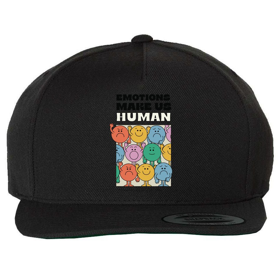 Emotions Make Us Human Retro Mental Health Positive Quote Wool Snapback Cap