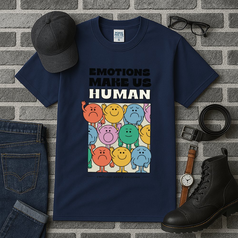 Emotions Make Us Human Retro Mental Health Positive Quote Tall T-Shirt