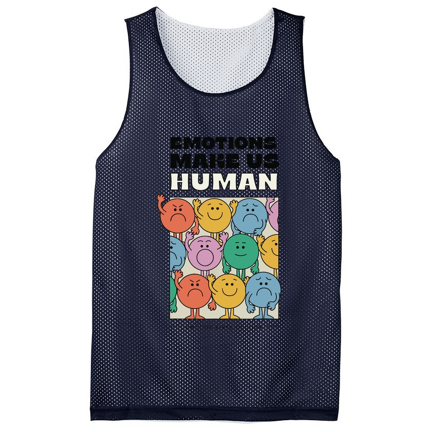 Emotions Make Us Human Retro Mental Health Positive Quote Mesh Reversible Basketball Jersey Tank