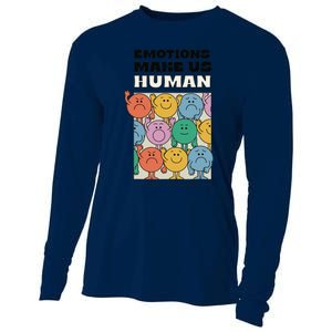 Emotions Make Us Human Retro Mental Health Positive Quote Cooling Performance Long Sleeve Crew