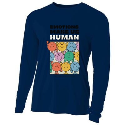 Emotions Make Us Human Retro Mental Health Positive Quote Cooling Performance Long Sleeve Crew