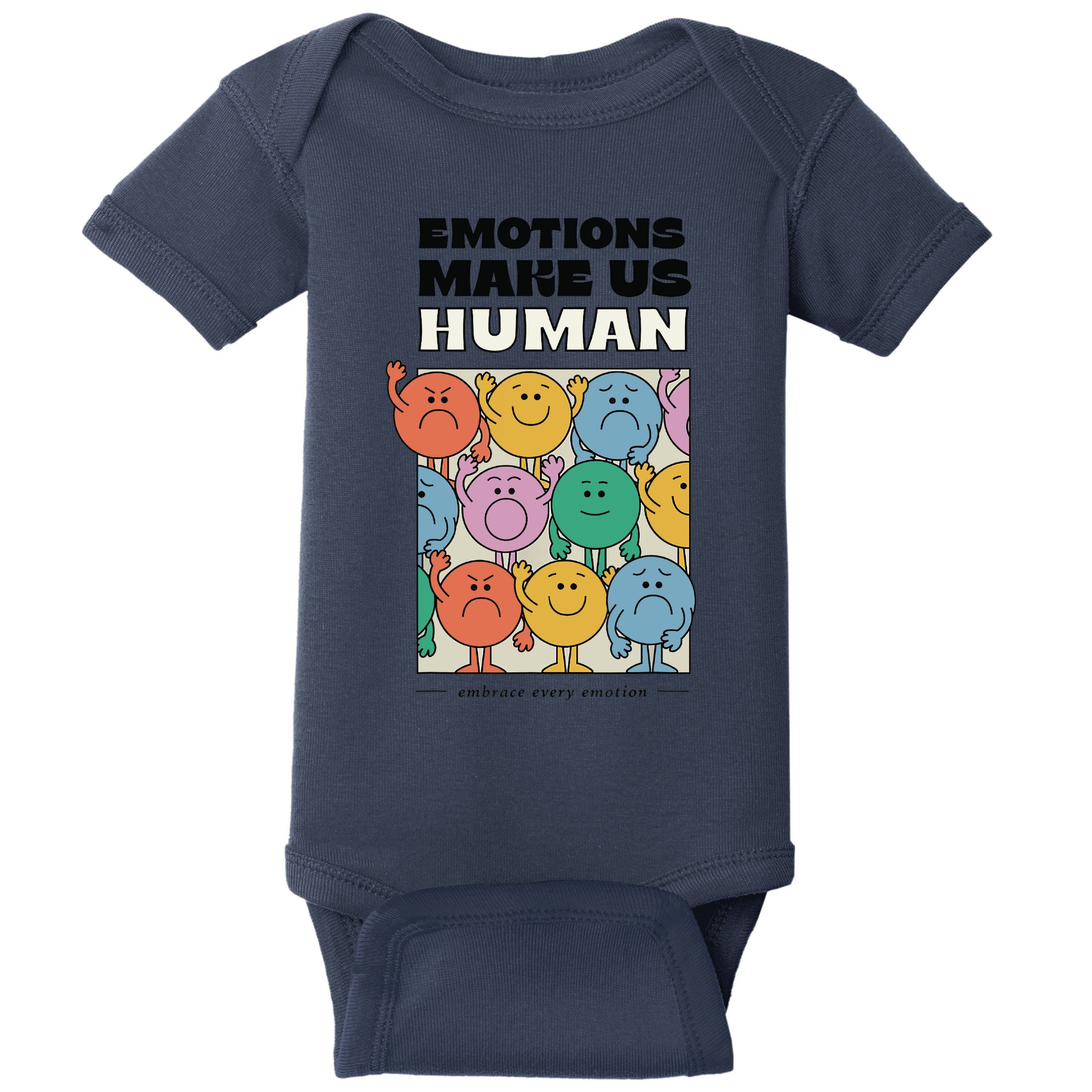 Emotions Make Us Human Retro Mental Health Positive Quote Baby Bodysuit