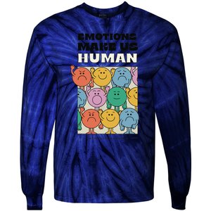 Emotions Make Us Human Retro Mental Health Positive Quote Tie-Dye Long Sleeve Shirt