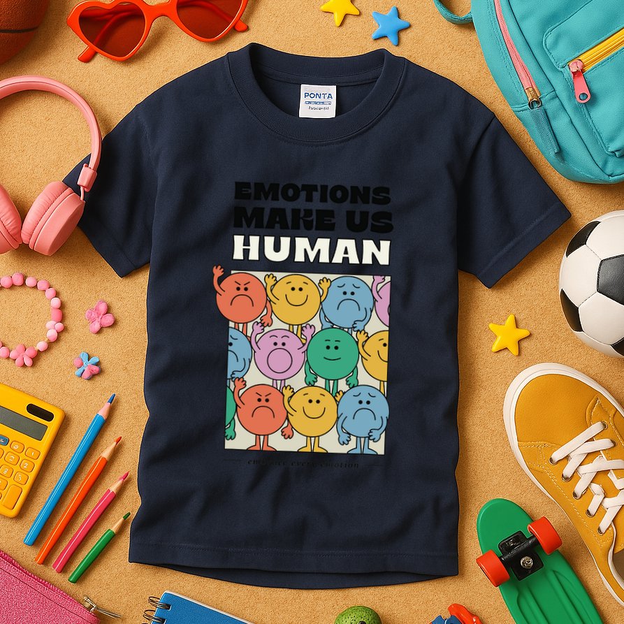 Emotions Make Us Human Retro Mental Health Positive Quote Kids T-Shirt