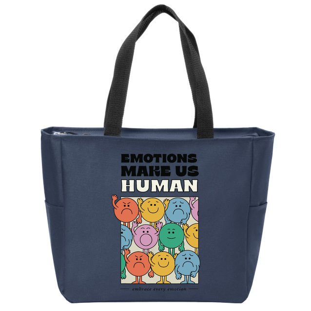 Emotions Make Us Human Retro Mental Health Positive Quote Zip Tote Bag