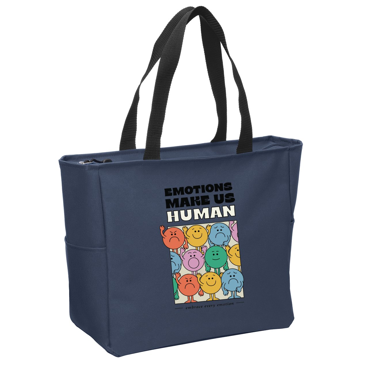 Emotions Make Us Human Retro Mental Health Positive Quote Zip Tote Bag