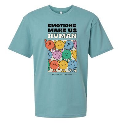 Emotions Make Us Human Retro Mental Health Positive Quote Sueded Cloud Jersey T-Shirt