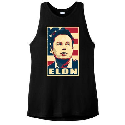 Elon Musk USA Retro Ladies PosiCharge Tri-Blend Wicking Tank