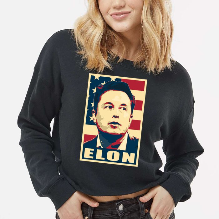 Elon Musk USA Retro Cropped Pullover Crew