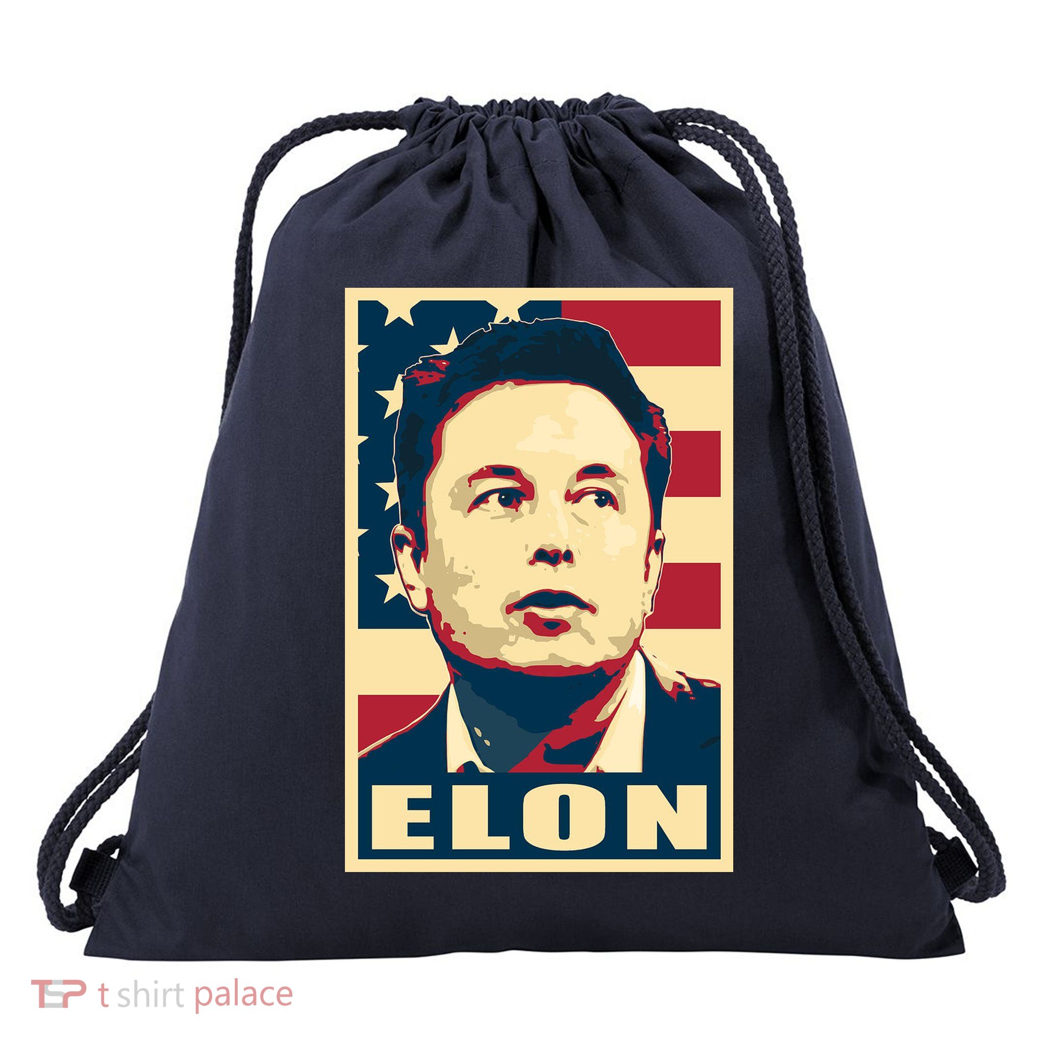 Elon Musk USA Retro Drawstring Bag