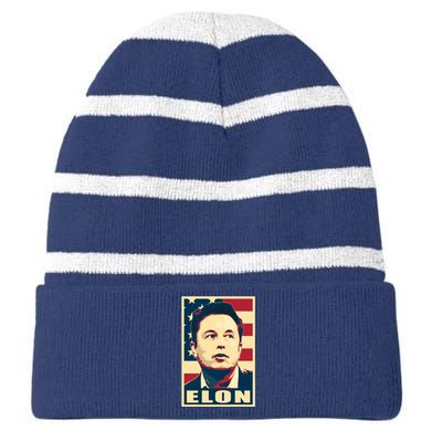 Elon Musk USA Retro Striped Beanie with Solid Band