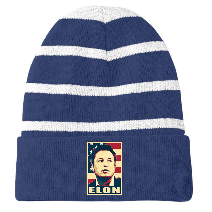 Elon Musk USA Retro Striped Beanie with Solid Band